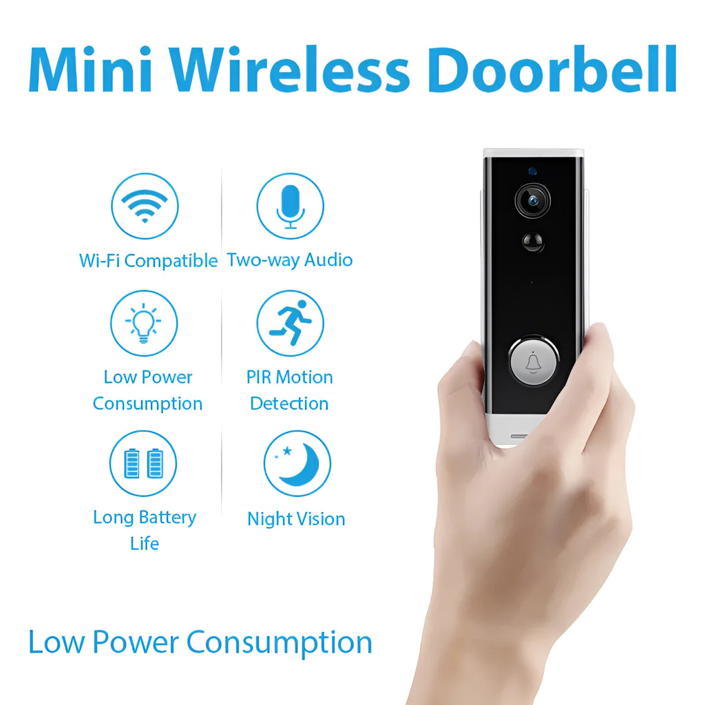 White wall-mounted wireless network security camera with 1080p HD resolution.