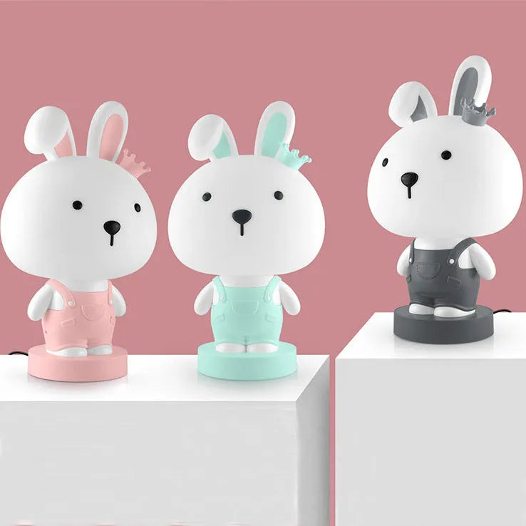 Animal cartoon table lamp with LED light and plastic shade in bear, cattle, rabbit or tiger design