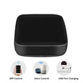 Black voice control universal infrared remote with WiFi connectivity for smart home devices