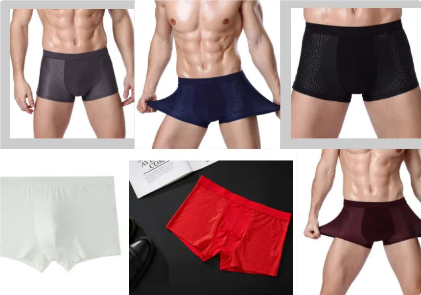 Men's modal boxer briefs with U-convex design in black colour showing mid-waist fit
