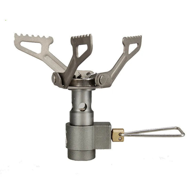 Single-burner portable propane camping stove with one-piece metal furnace for outdoor cooking