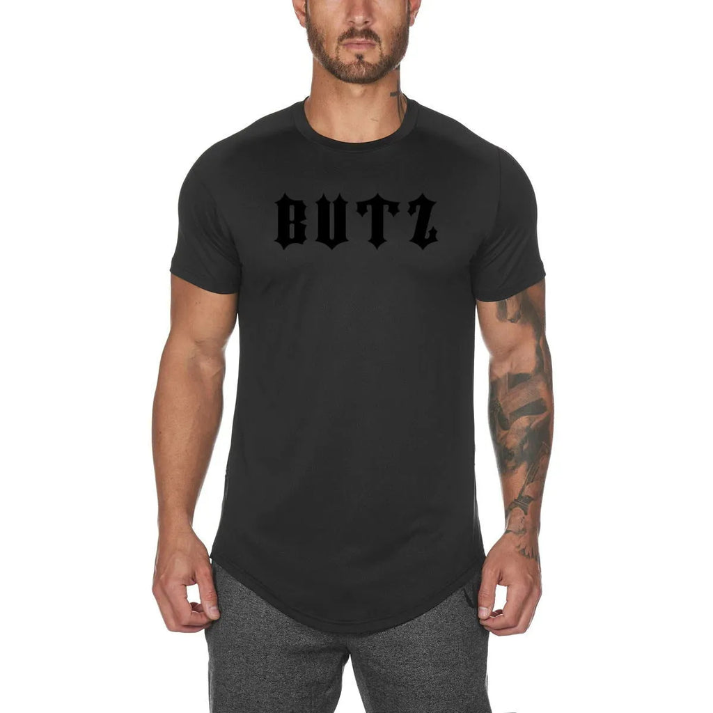 Mens plain and printed cotton-spandex gym shirt in army green, black, white colours