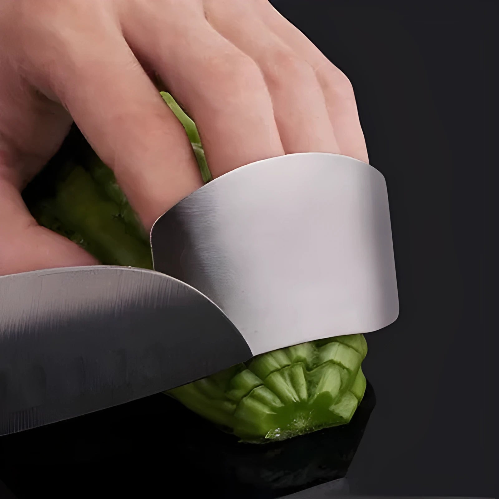 Stainless steel finger guard for kitchen cutting protection in single and double finger sizes