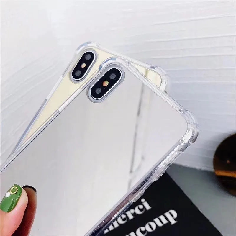 Mirror phone case with transparent TPU back for iPhone protection