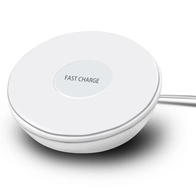 White wireless phone charger with digital clock display and alarm function