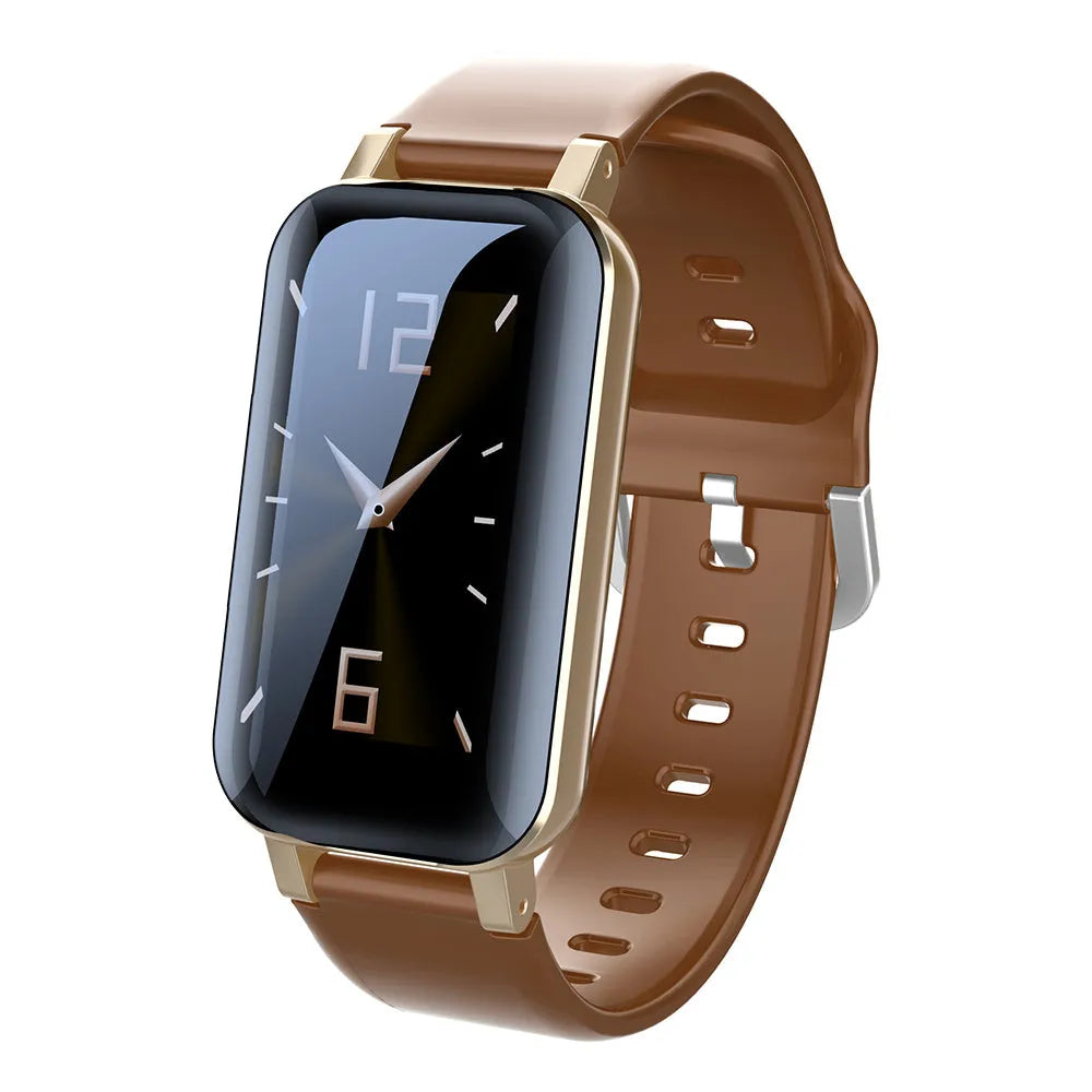 Call Bracelet smart Bracelet in black, blue, or coffee colour with heart rate monitor.