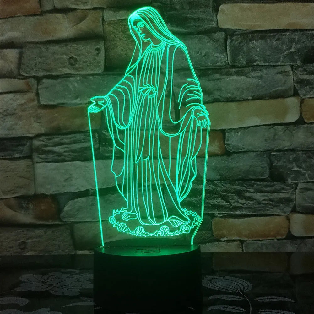 3D LED night light with laser engraved acrylic showing dual ring pattern and colourful illumination