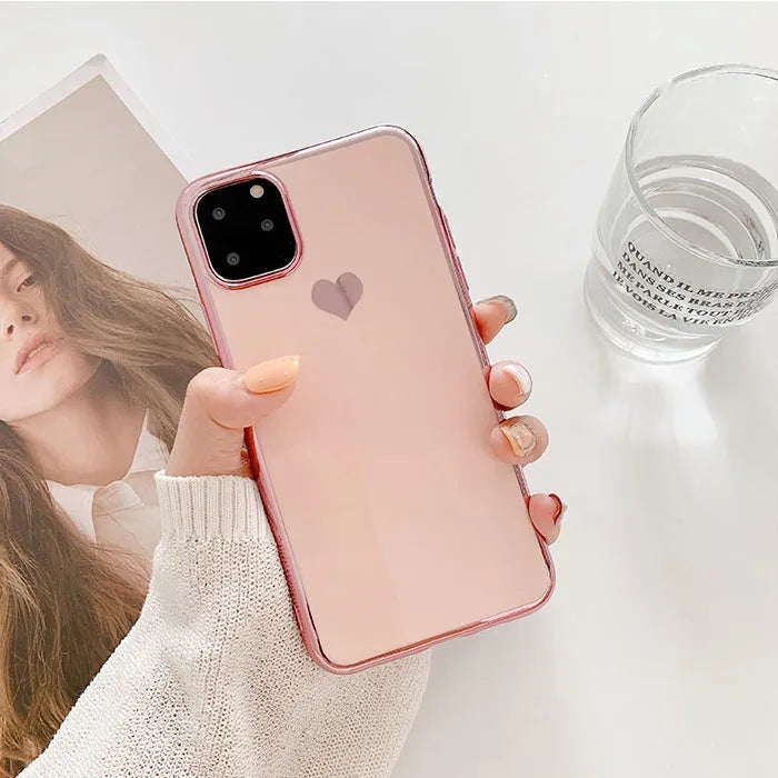 Solid colour TPU back cover case for iPhone in blue, claret, pink, or green.