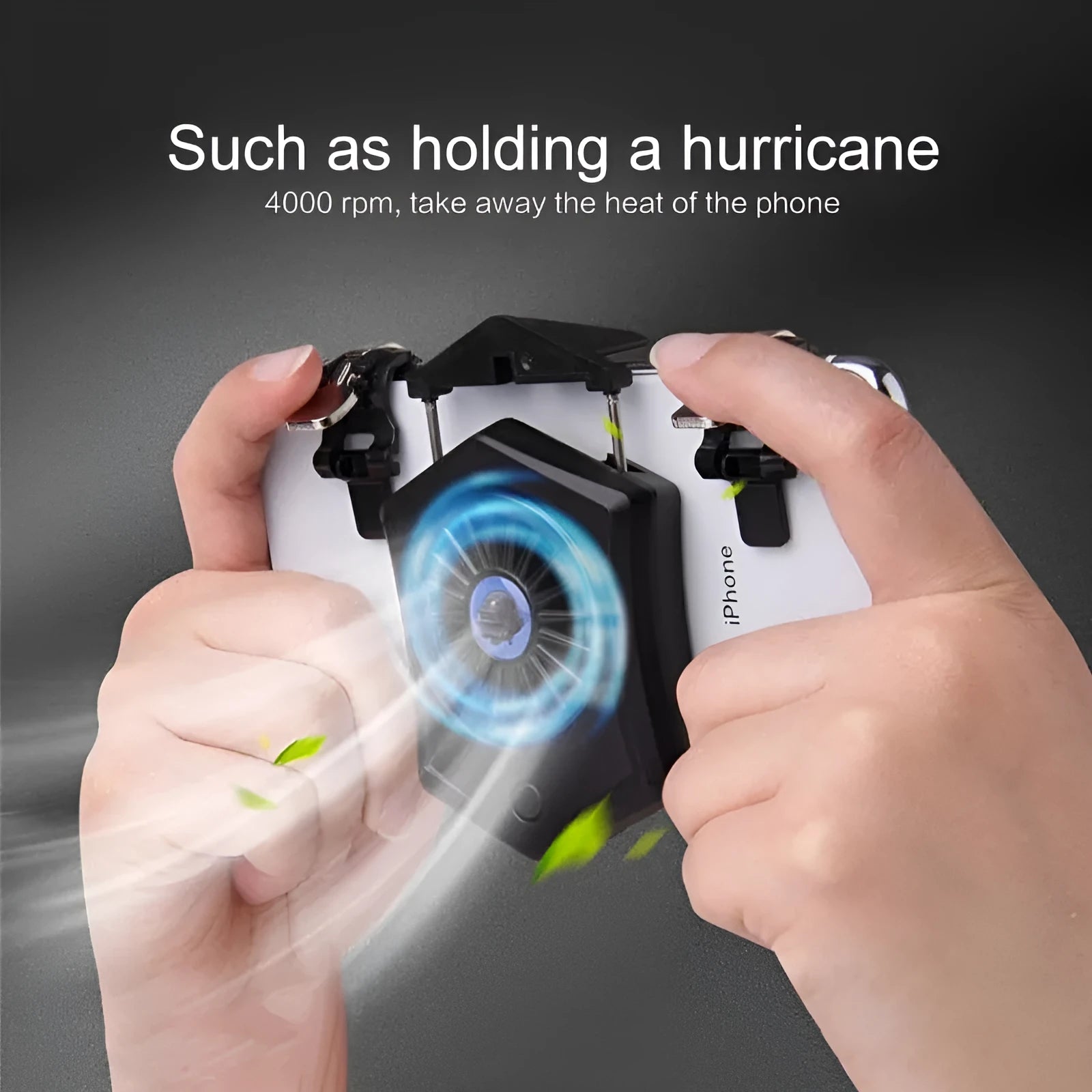 Black and white USB mobile phone cooling fan radiator for gaming accessories.