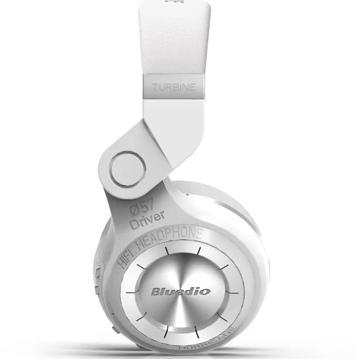 Blue String T2 black and white Bluetooth headphones with folding metal arms and a 1.5m audio cable.