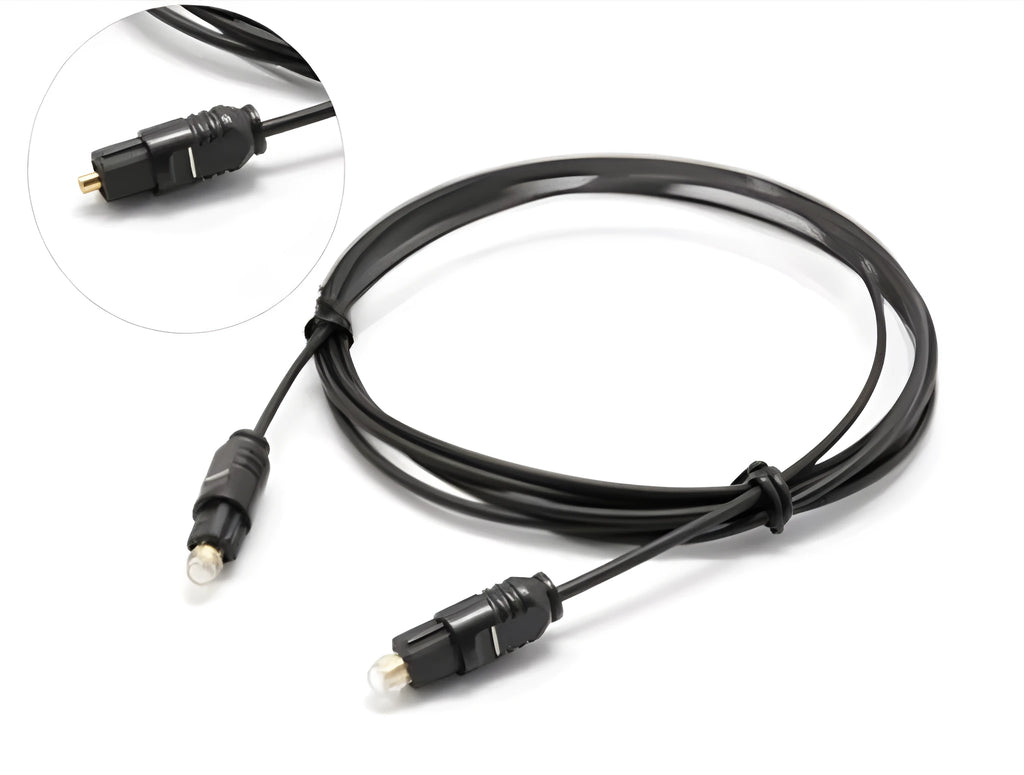 OD2.2 optical digital audio cable with TOSLINK connectors on a white background.