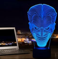 3D LED lamp showing seven colour options with acrylic plate construction and remote control