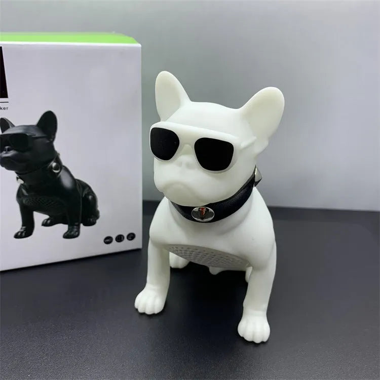 Mini full-body bulldog-shaped Bluetooth speaker in black, white, or red colours
