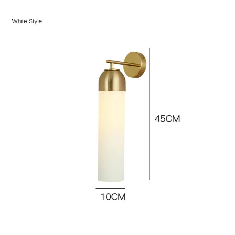 Nordic modern minimalist glass wall lamp with multiple light colour options including blue and amber.