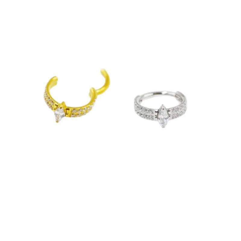 Ladies heart shape zircon earrings with diamond treatment in titanium steel metal 1.2x8mm