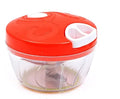 Green manual kitchen chopper with three blades, 500ml capacity and stainless steel components