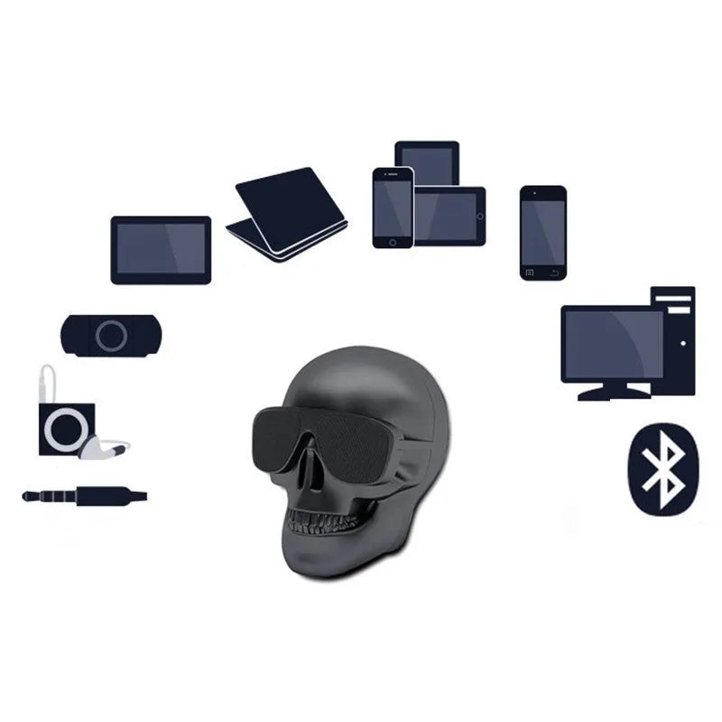 Skull design wireless Bluetooth speaker with 10-hour battery in limited edition colours