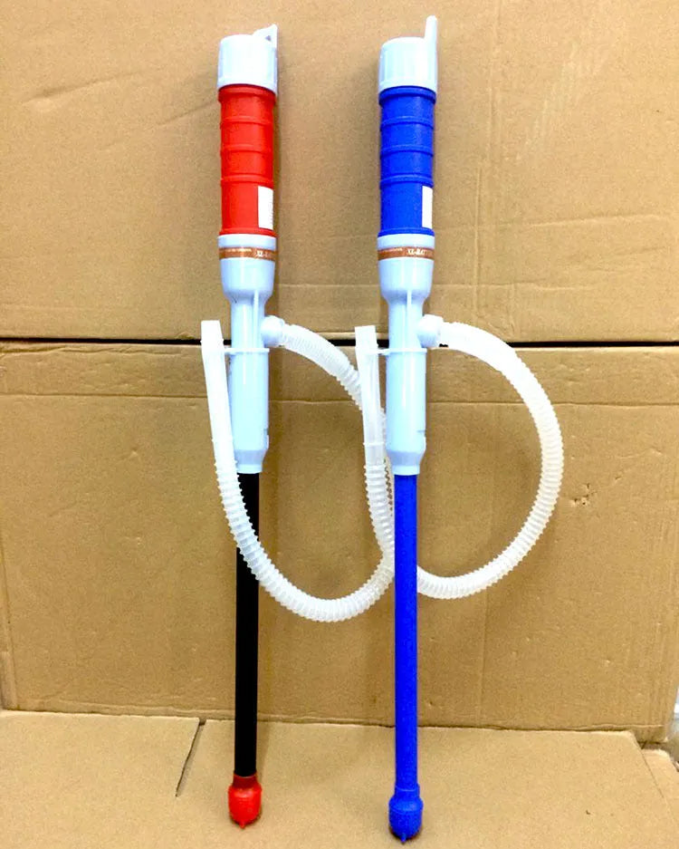 Blue manual siphon hand pump for fuel oil gasoline transfer with polypropylene construction