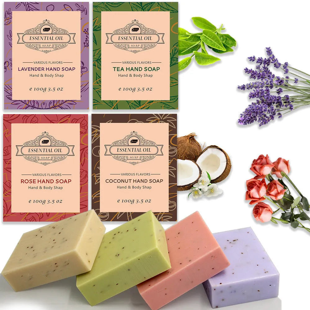 Handmade frosted essential oil soap bar showing textured surface with natural fragrance options