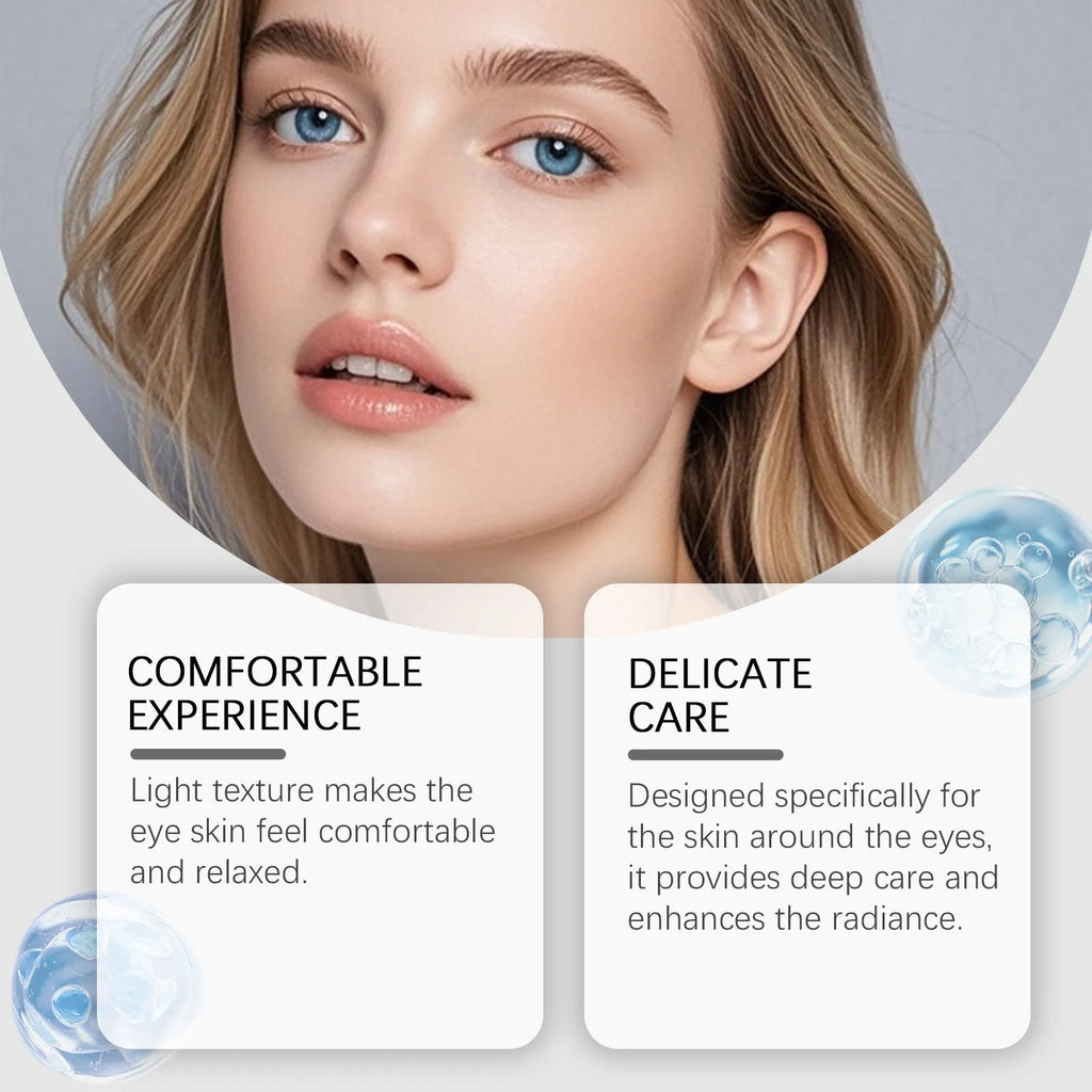 Moisturising and nourishing eye cream tube, 20g net weight, 3x13.3cm size.