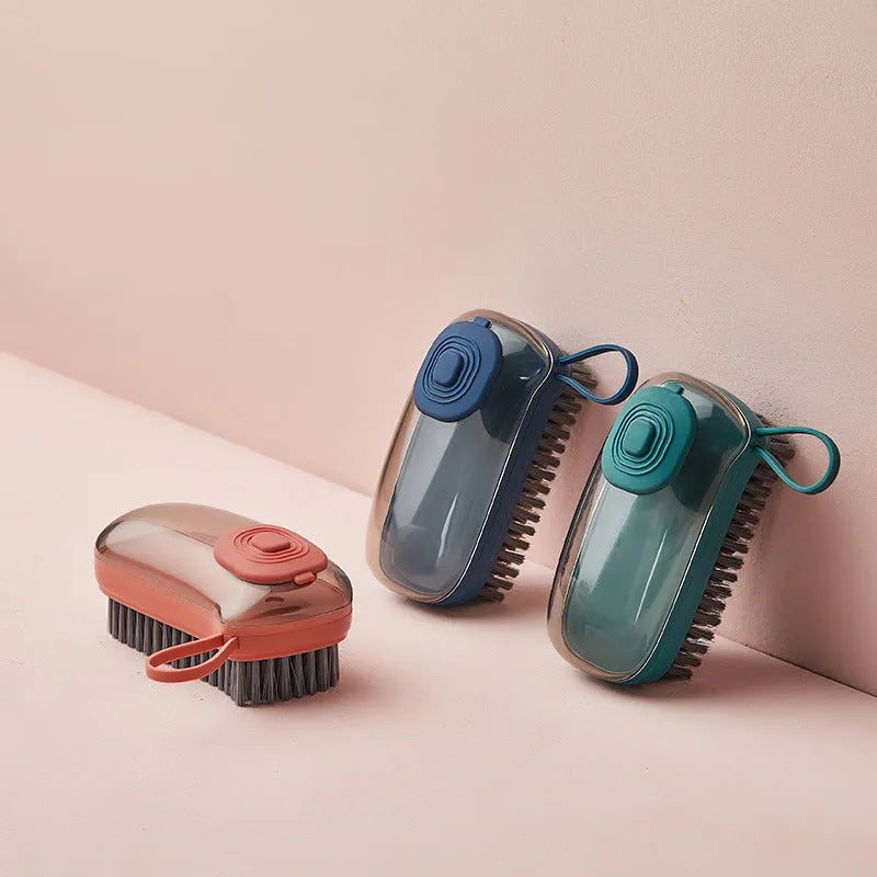 Automatic liquid cleaning brush with ergonomic ABS handle in multiple colour options