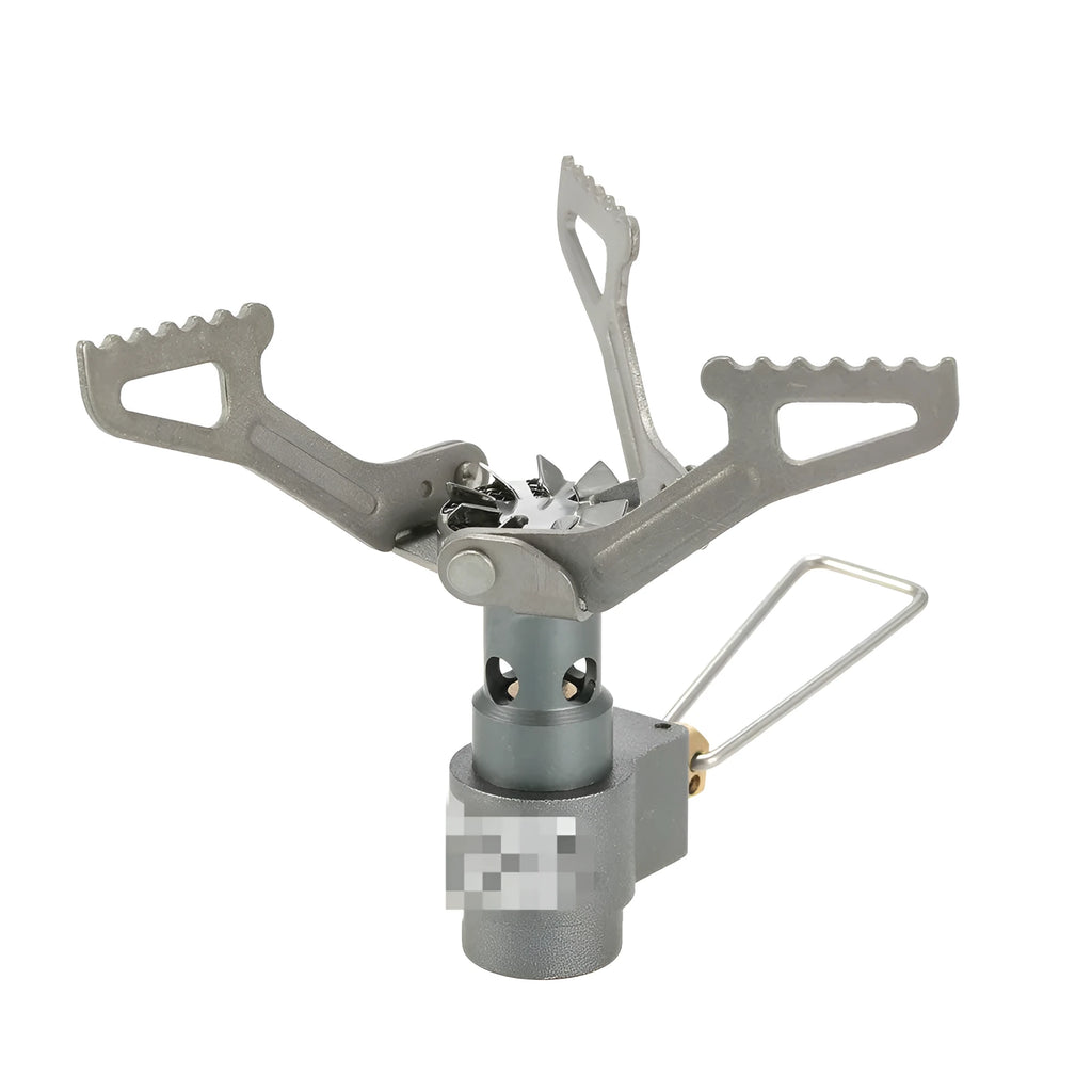 Single-burner portable propane camping stove with one-piece metal furnace for outdoor cooking