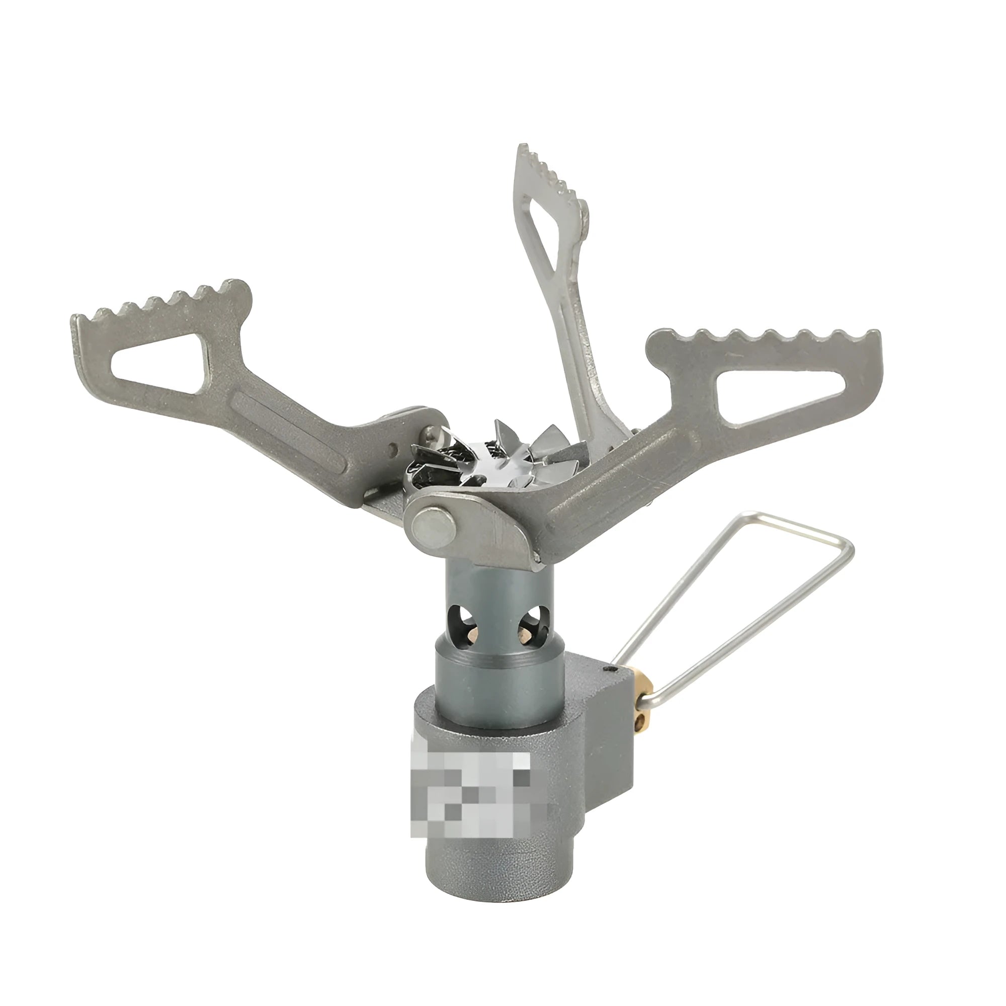 Single-burner portable propane camping stove with one-piece metal furnace for outdoor cooking