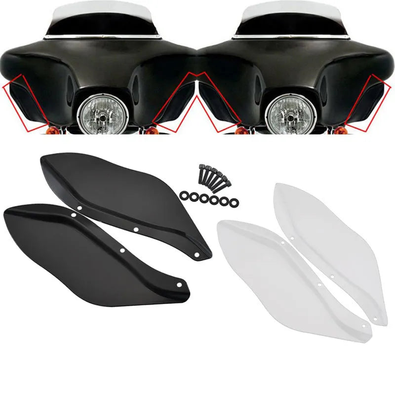 Harley-Davidson motorcycle wind deflector side wings in black and transparent colours