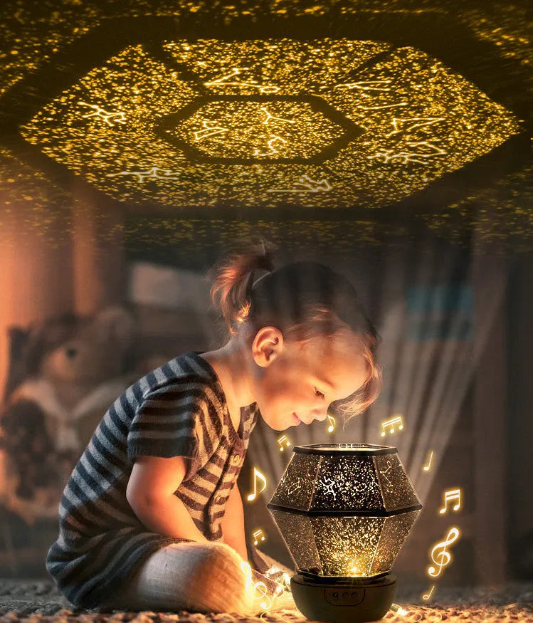 Children's rotating star night light with multicolour LED illumination