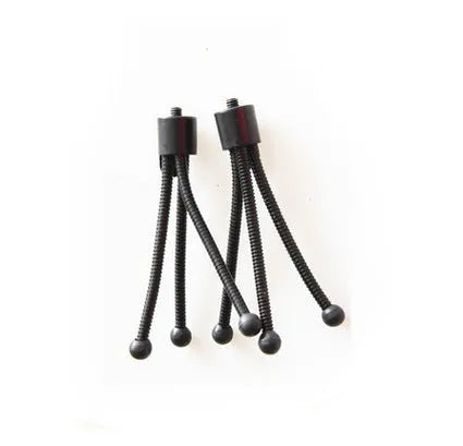 Small black iron frame mini tripod with ball head, shown folded and extended next to a smartphone.