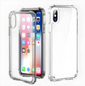 Clear transparent TPU shockproof iPhone case shown on a mobile phone.