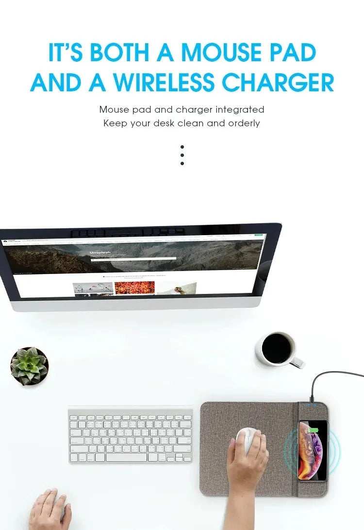 Foldable cloth wireless phone charger showing 10W fast charging and magnetic alignment features