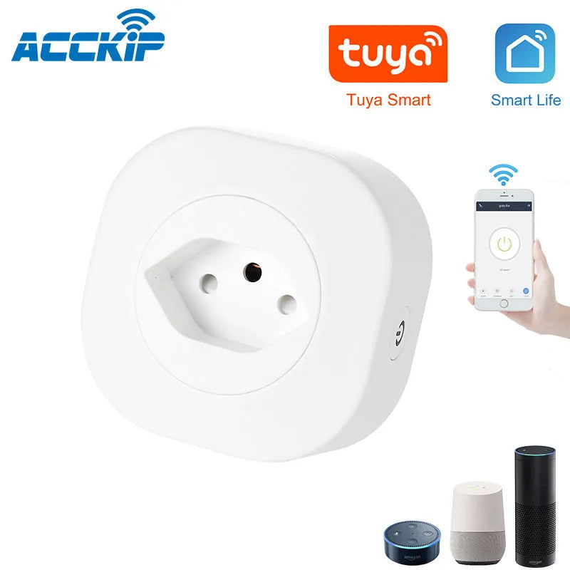 16A Wi-Fi smart socket plug with dimensions 70x70x72mm for 3520W appliance control