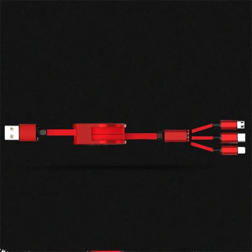 3-in-1 telescopic charging cable extended to 120 cm with titanium alloy connectors