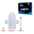 White PS5 Slim multifunction charging base with cooling fan, controller dock, and RGB lights.