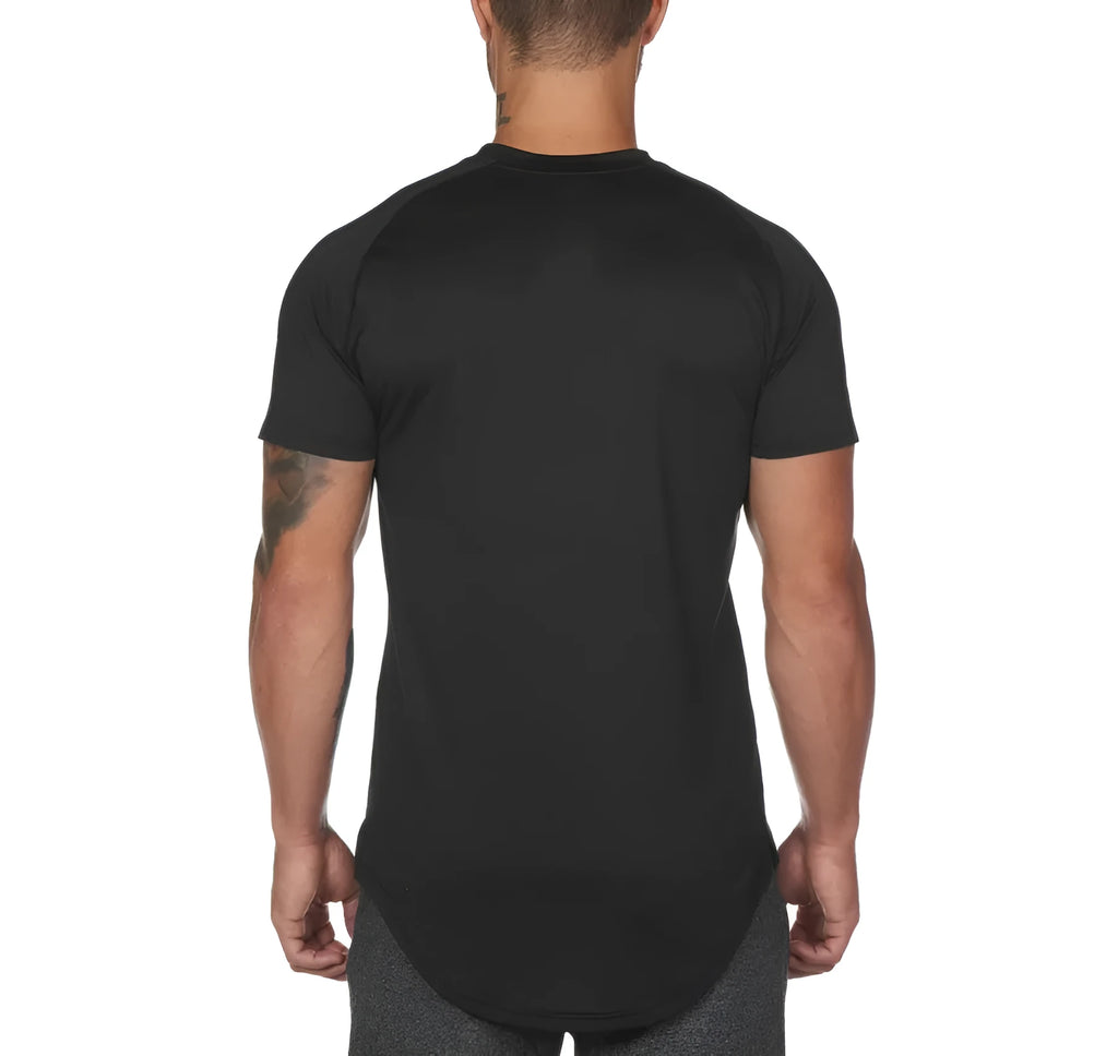 Mens plain and printed cotton-spandex gym shirt in army green, black, white colours