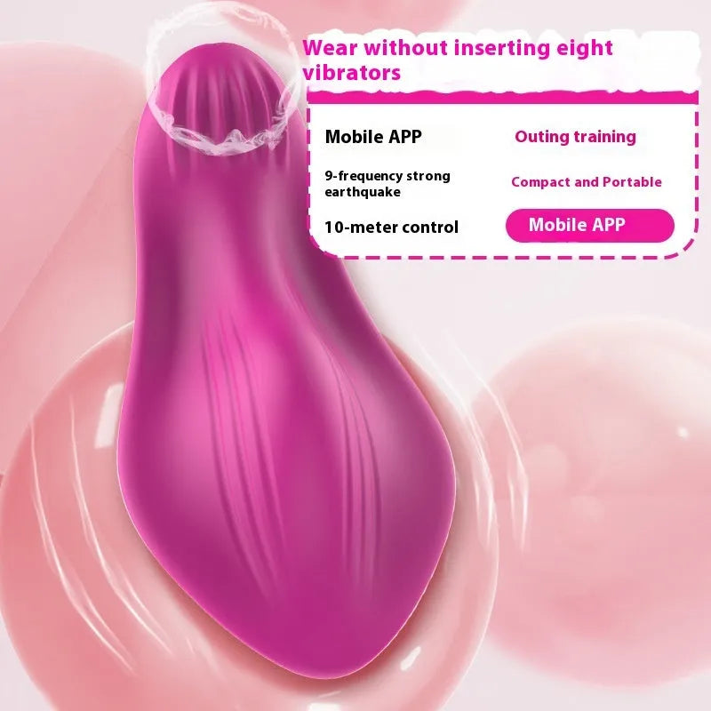 Rose red wearable female massager with butterfly design and USB charging port