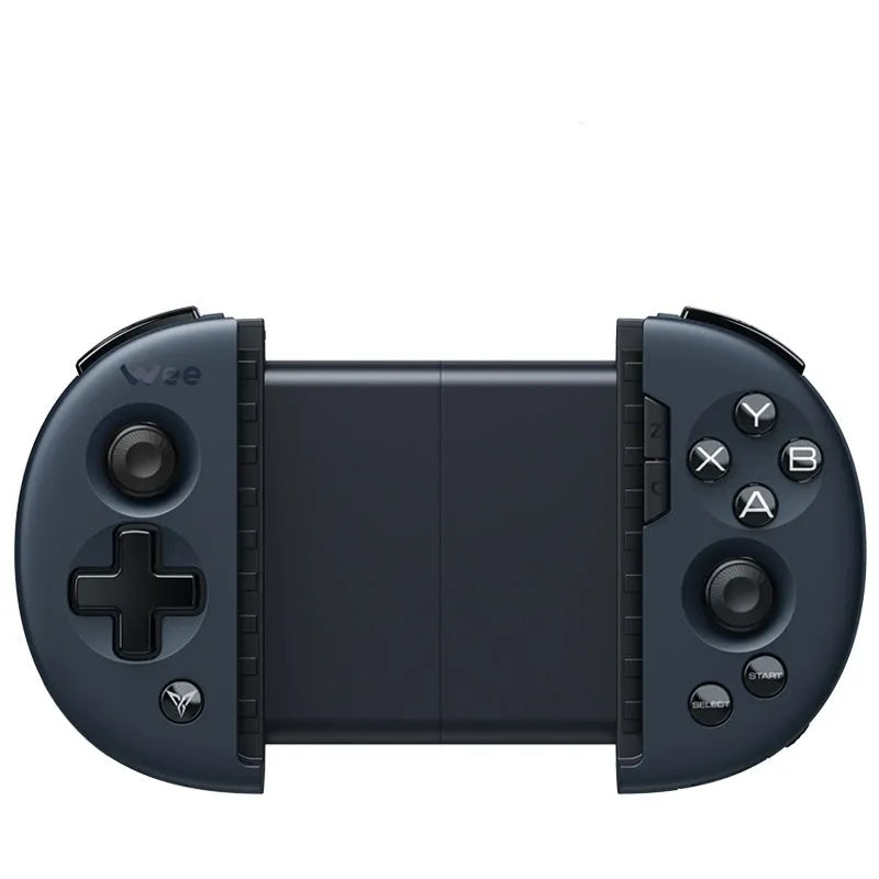 Feizhi Wee2T midnight blue mobile game controller with stretch handle holding a phone.