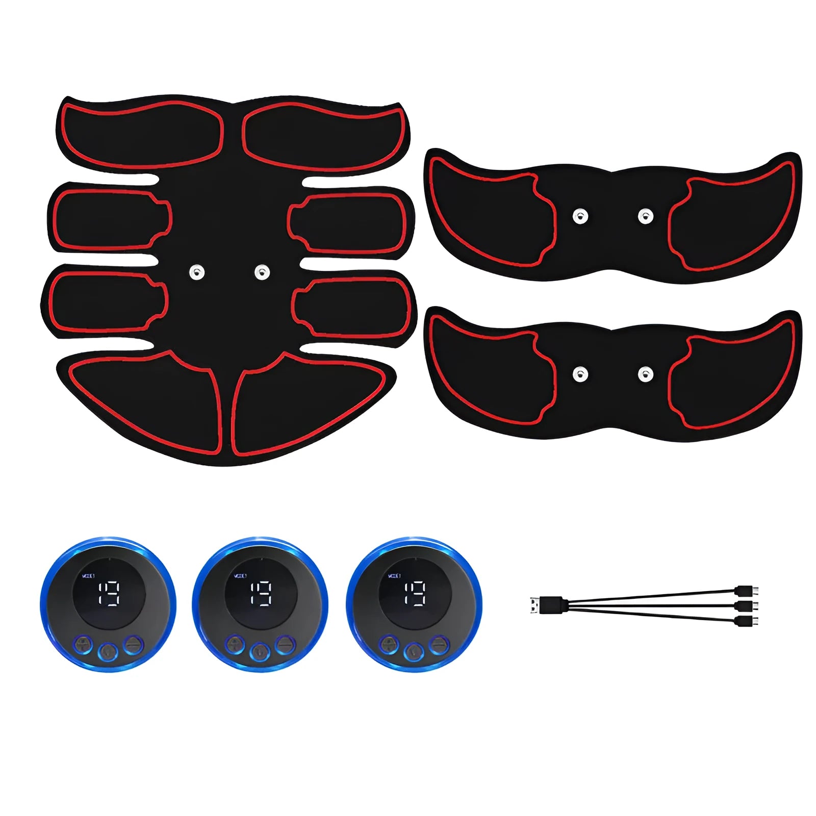 K81 digital display abdominal muscle patch with eight massage points in blue-edged version