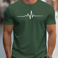 Men's loose fit short sleeve t-shirt with 3D letter print pattern in polyester blend fabric for summer leisure.