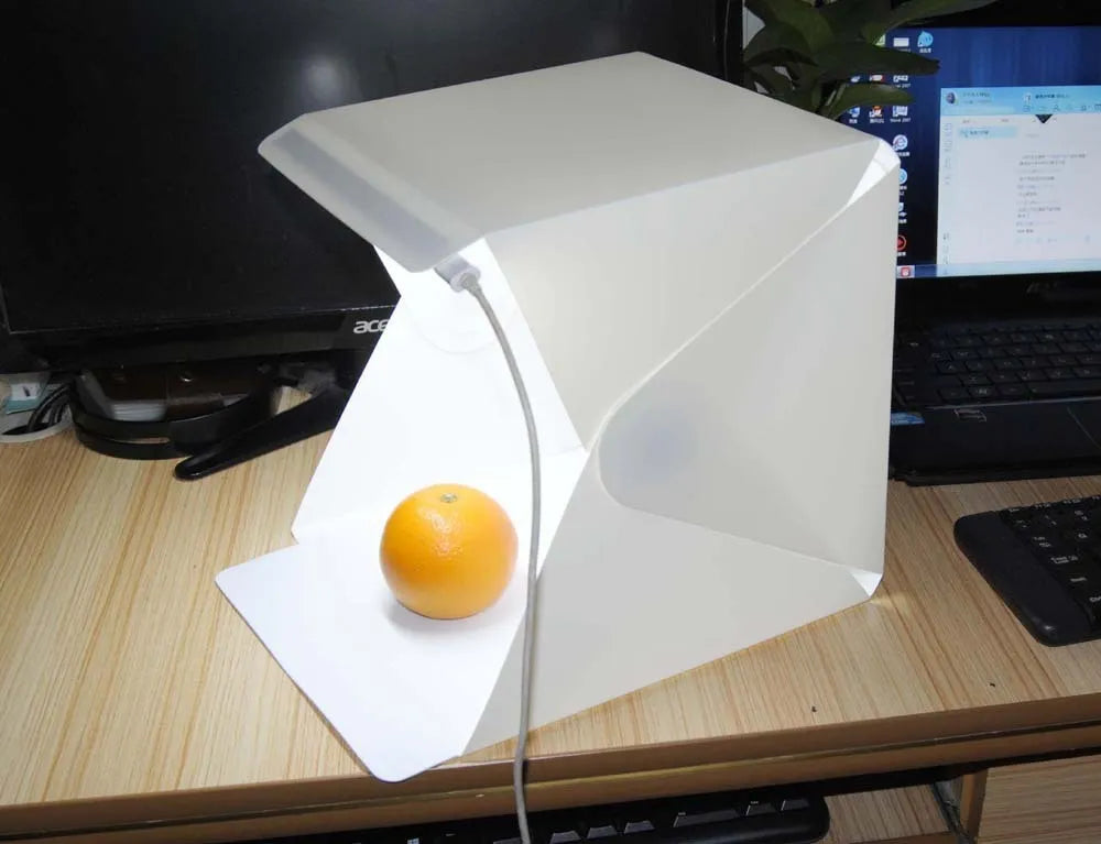 40cm folding studio LED fill light soft box with six colour background cloths for product photography