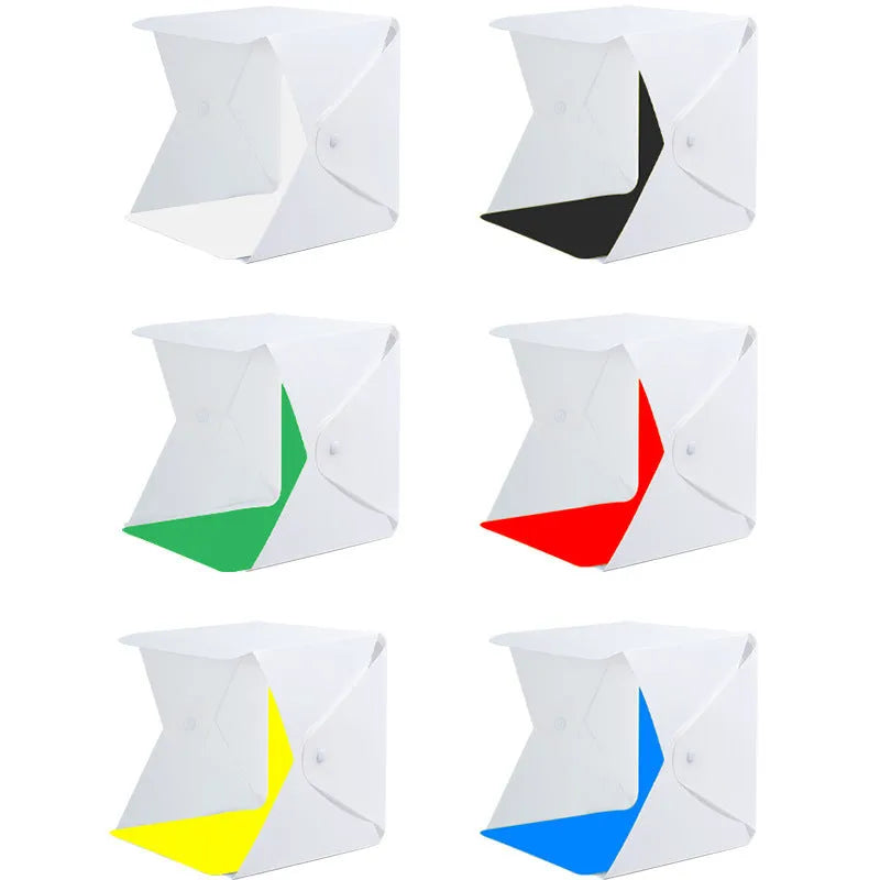 40cm folding studio LED fill light soft box with six colour background cloths for product photography