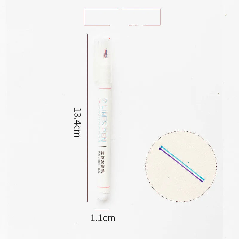 Two-colour hand account pen for students with 0.5mm tip and highlighter function