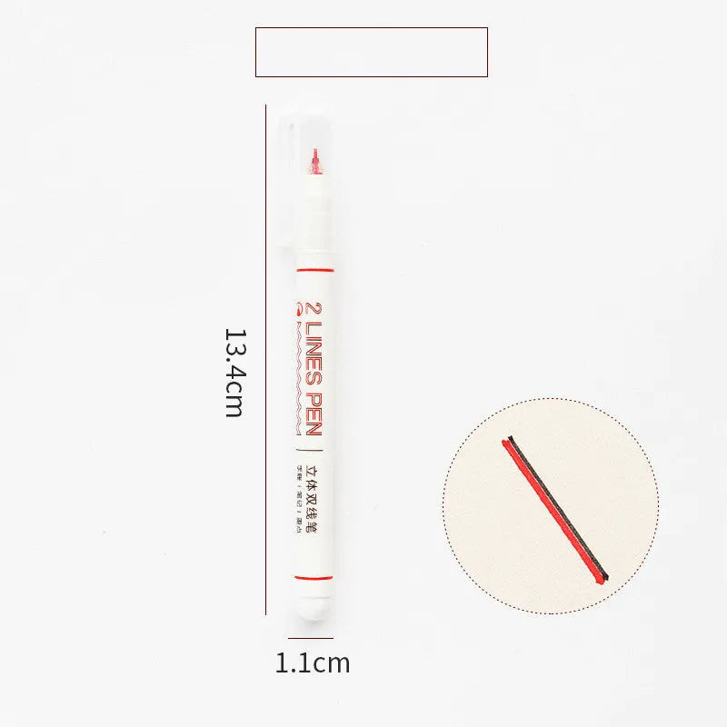 Two-colour hand account pen for students with 0.5mm tip and highlighter function