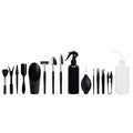 Black plastic metal mini garden tools set with 15 pieces for succulent and indoor plant care