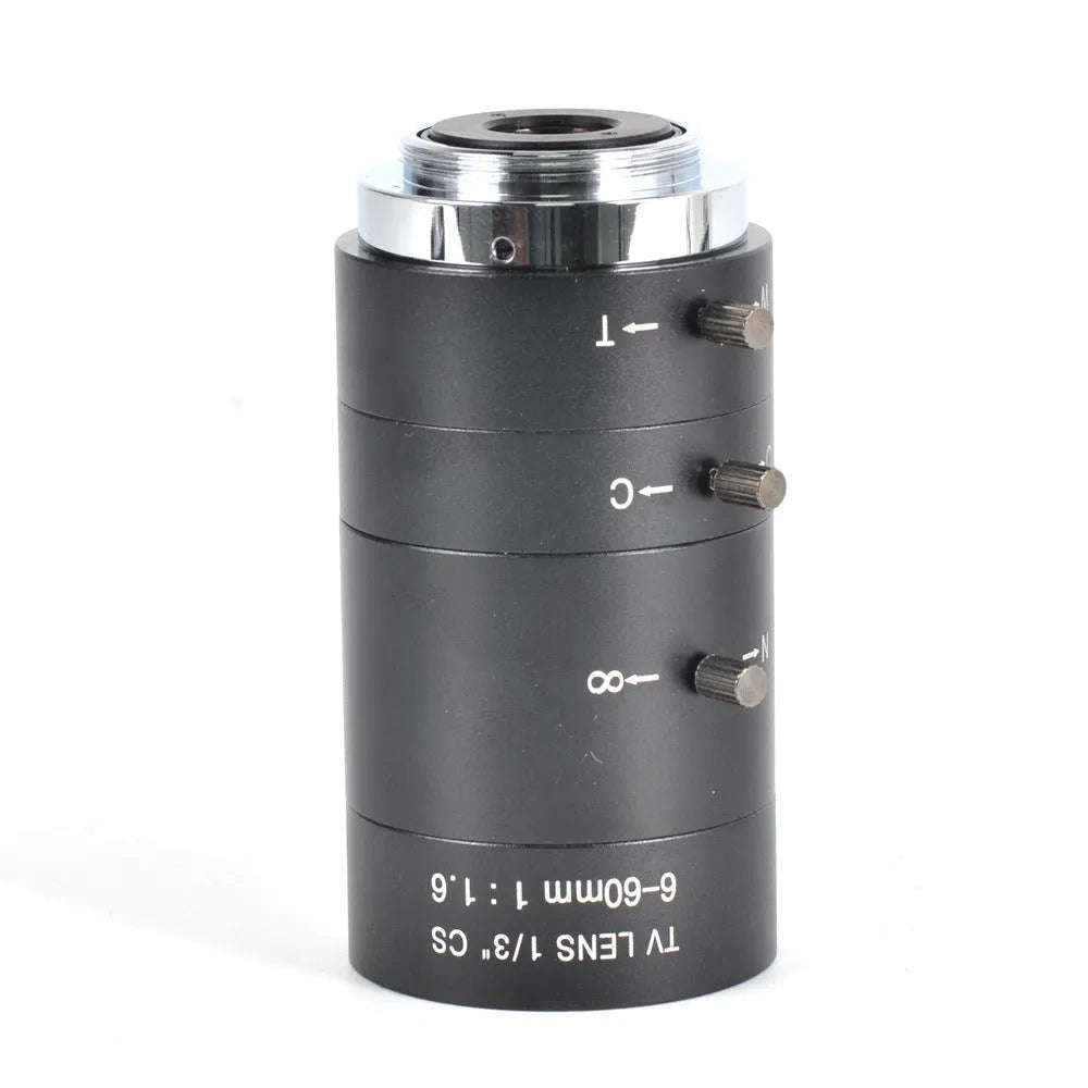 Black manual aperture 6-60mm F1.6 camera lens with CS mount for 1/3 inch format