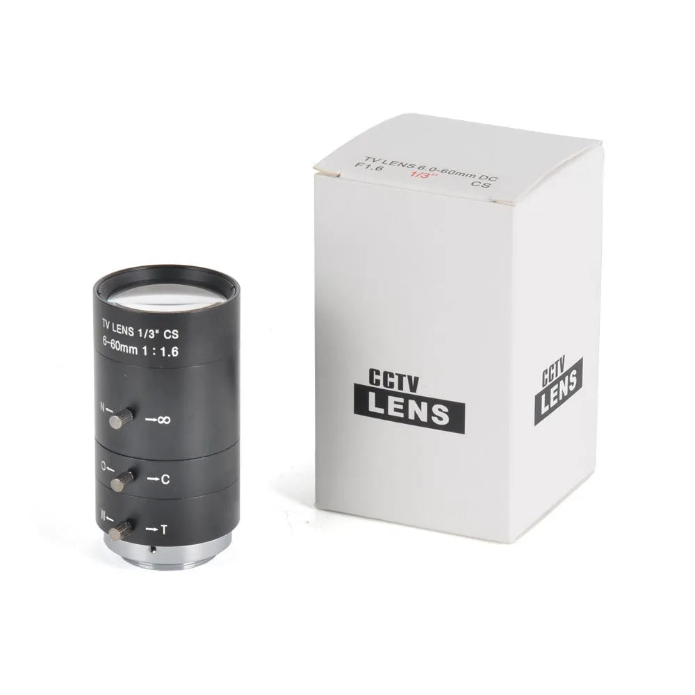 Black manual aperture 6-60mm F1.6 camera lens with CS mount for 1/3 inch format