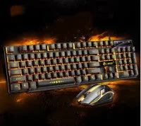 Limei Gtx300 white backlit gaming keyboard and mouse set on desktop
