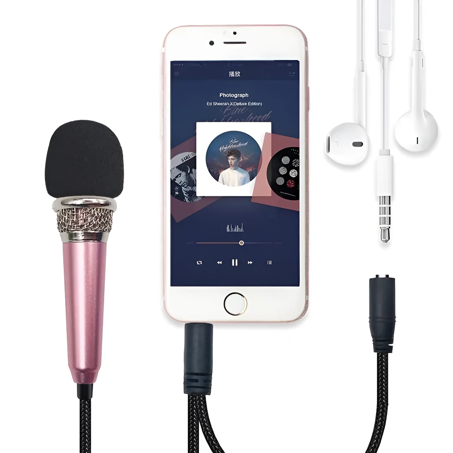 T3 condenser microphone with 3.5mm jack for Android phones in blue, gold, red, or silver colours