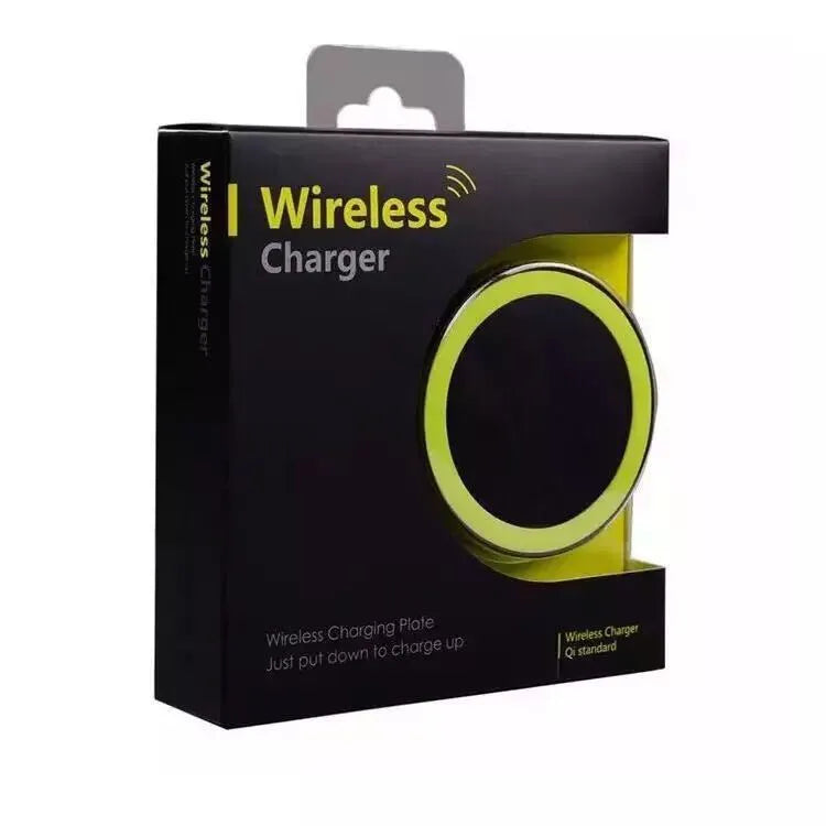 Qi wireless charging base for mobile phones in six colours with 69mm diameter